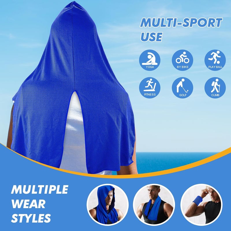 CASITE 3 Pack Cooling Hoodie Towels for Neck and Face, UPF 50 Sun Protection & Instant Cooling, Ice Towels for Hot Weather, Soft Breathable Towel for Sport, Work Out, Gym, Camping & More Activities - Image 5